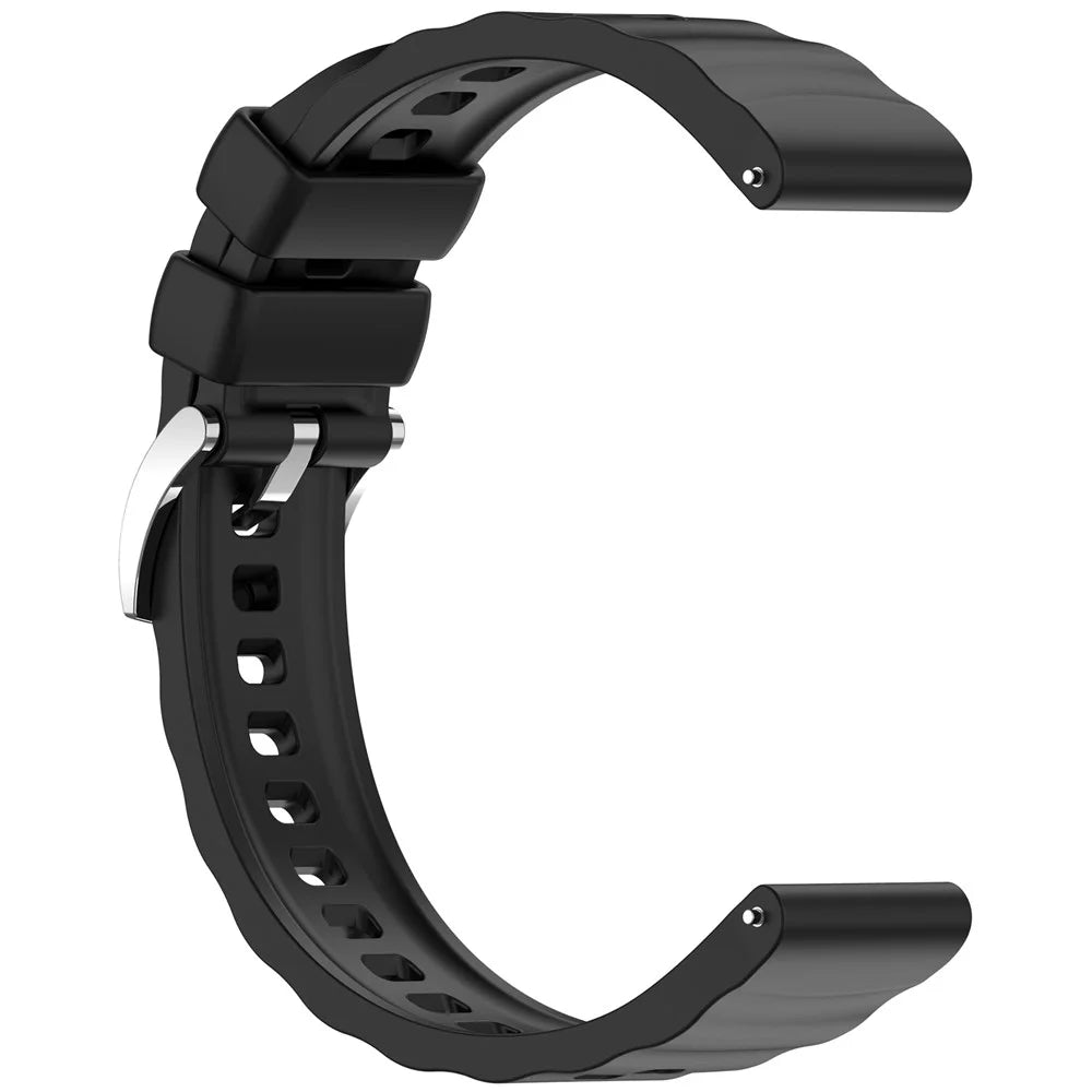 Wavy Watch Strap for Huawei Watch GT 6 41mm / Watch 5 42mm / GT 5 Pro 42mm Quick Release Push Button Design Silicone Watch Band - Black - 4
