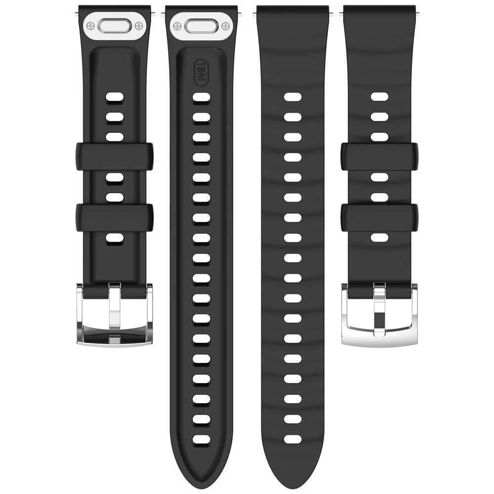 Wavy Watch Strap for Huawei Watch GT 6 41mm / Watch 5 42mm / GT 5 Pro 42mm Quick Release Push Button Design Silicone Watch Band - Black - 5