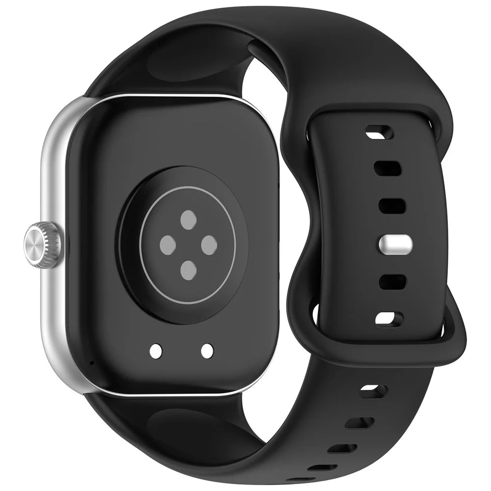 For Honor Watch X5 Solid Color Silicone Watch Band with 8-shaped Buckle Adjustable Wristband - Black - 1
