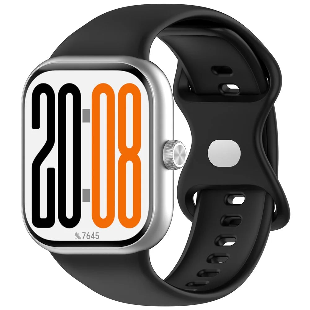 For Honor Watch X5 Solid Color Silicone Watch Band with 8-shaped Buckle Adjustable Wristband - Black - 2