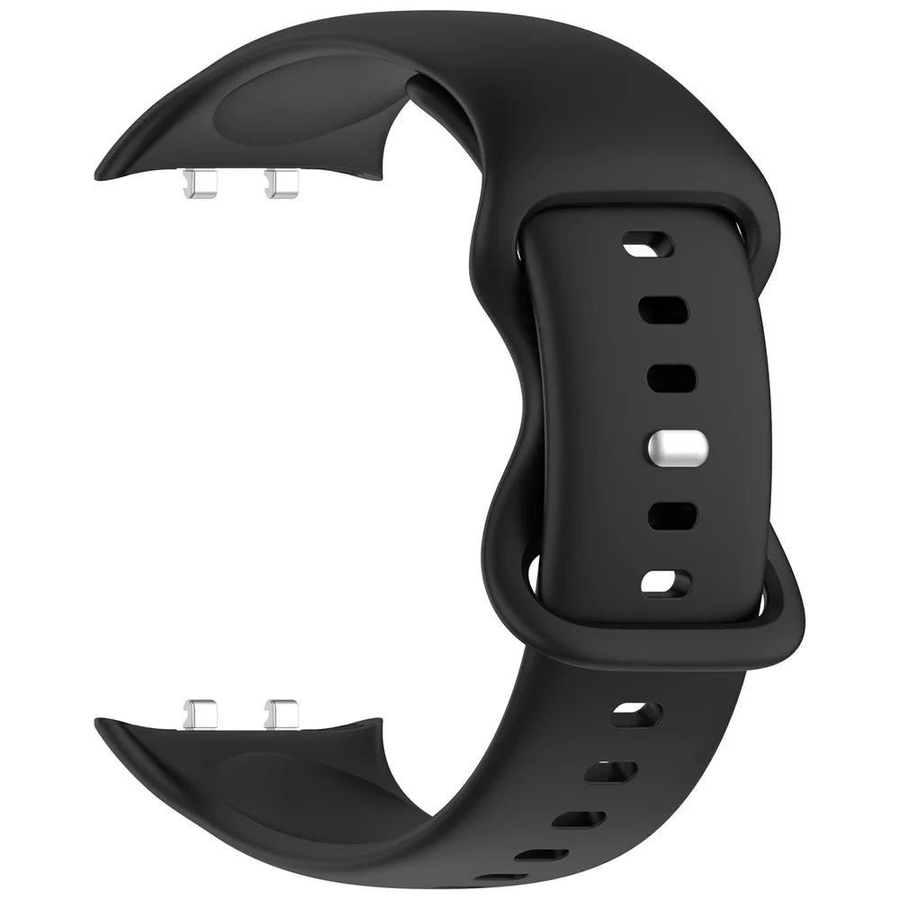 For Honor Watch X5 Solid Color Silicone Watch Band with 8-shaped Buckle Adjustable Wristband - Black - 3
