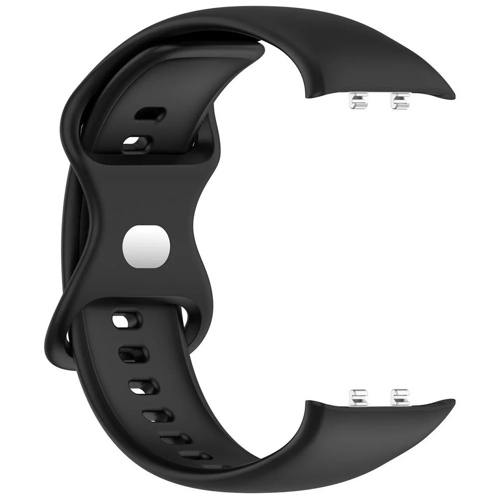 For Honor Watch X5 Solid Color Silicone Watch Band with 8-shaped Buckle Adjustable Wristband - Black - 4