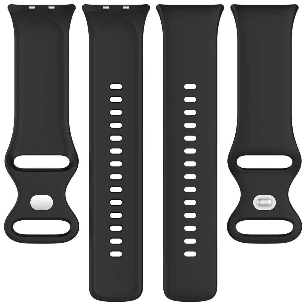 For Honor Watch X5 Solid Color Silicone Watch Band with 8-shaped Buckle Adjustable Wristband - Black - 5