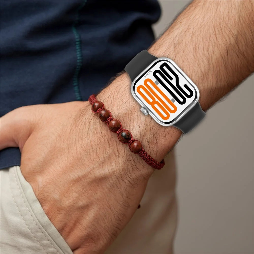 For Honor Watch X5 Solid Color Silicone Watch Band with 8-shaped Buckle Adjustable Wristband - Black - 7