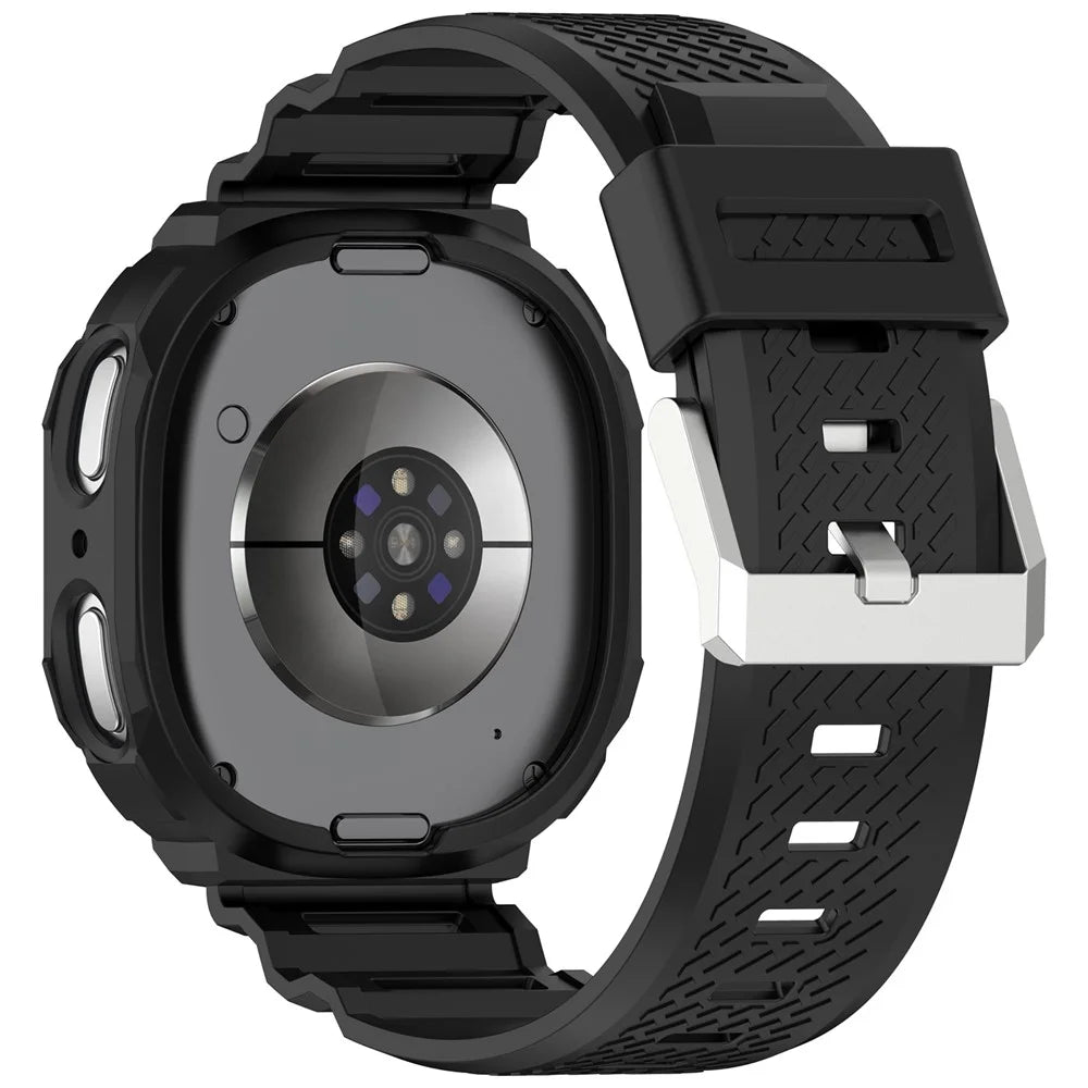 For Samsung Galaxy Watch8 44mm TPU Strap with Integrated Watch Case Adjustable Watchband - Black - 1