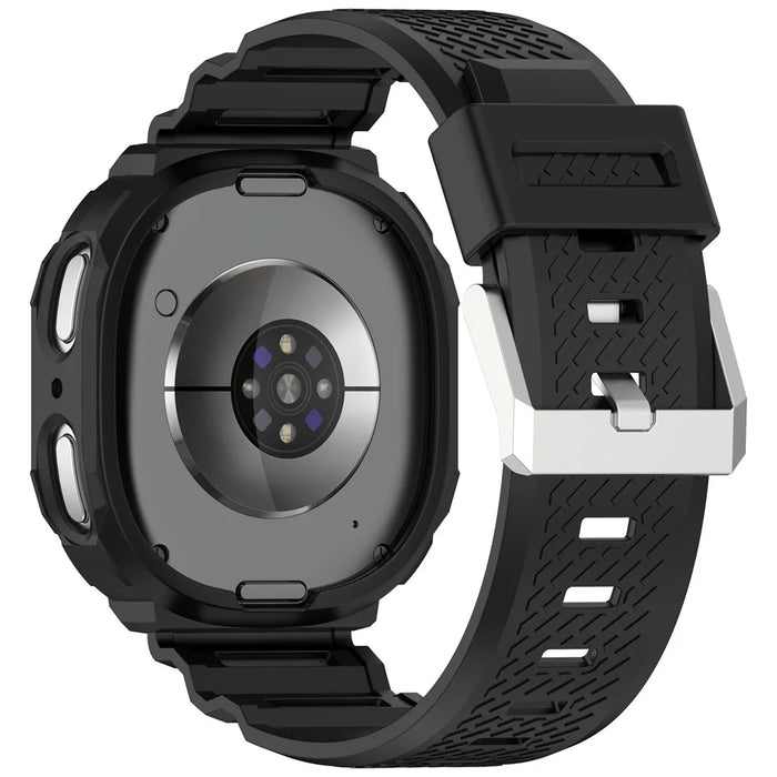 For Samsung Galaxy Watch8 44mm TPU Strap with Integrated Watch Case Adjustable Watchband - Black - 1