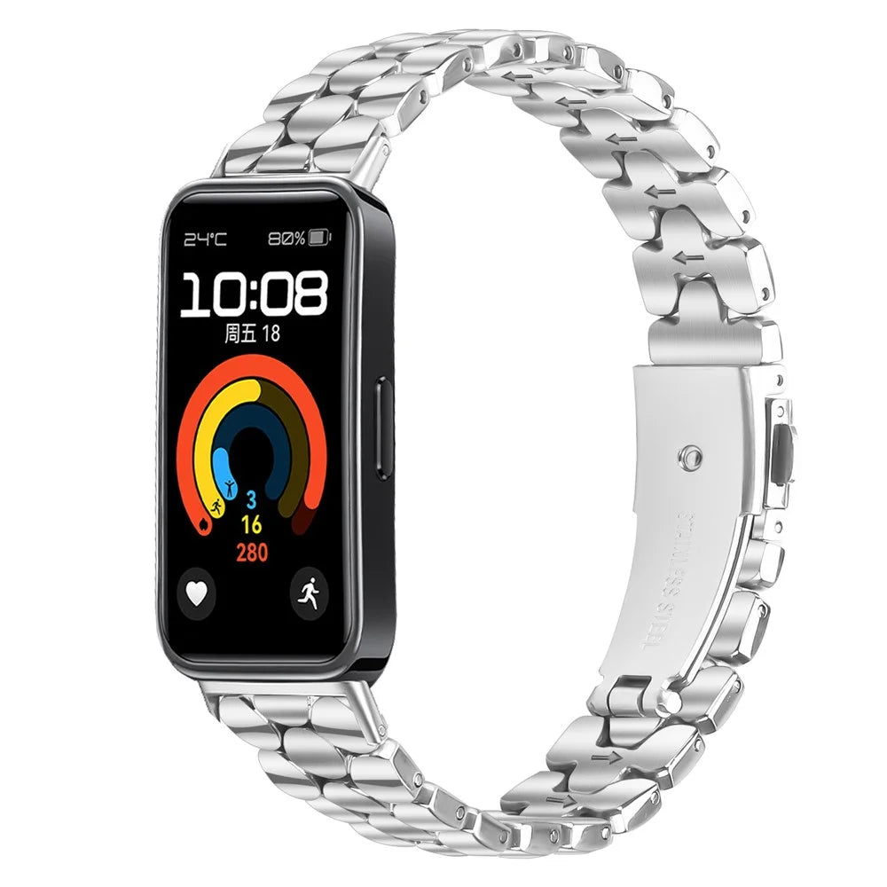 Metal Watch Band for Huawei Band 10 / 9 / 8 Pearl-Shape Stainless Steel Silver Wrist Strap - 2