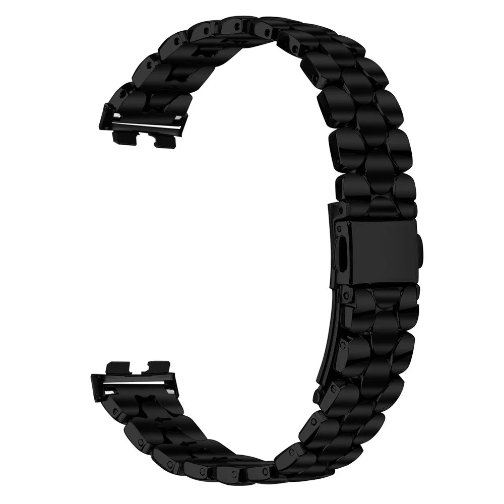 Metal Watch Band for Huawei Band 10 / 9 / 8 Pearl-Shape Stainless Steel Black Wrist Strap - 1
