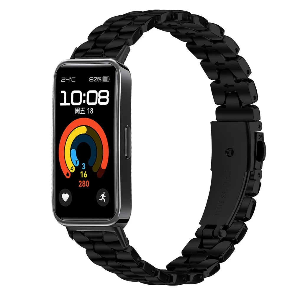 Metal Watch Band for Huawei Band 10 / 9 / 8 Pearl-Shape Stainless Steel Black Wrist Strap - 2