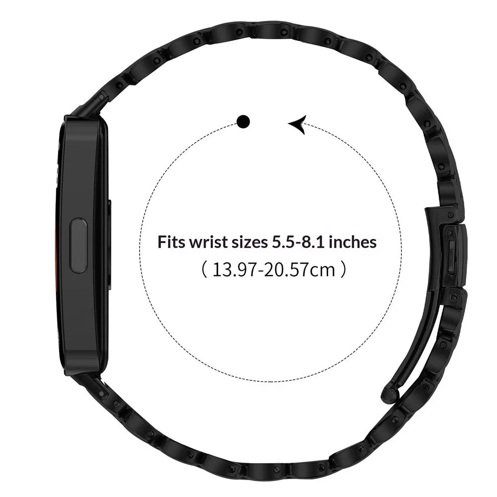 Metal Watch Band for Huawei Band 10 / 9 / 8 Pearl-Shape Stainless Steel Black Wrist Strap - 6