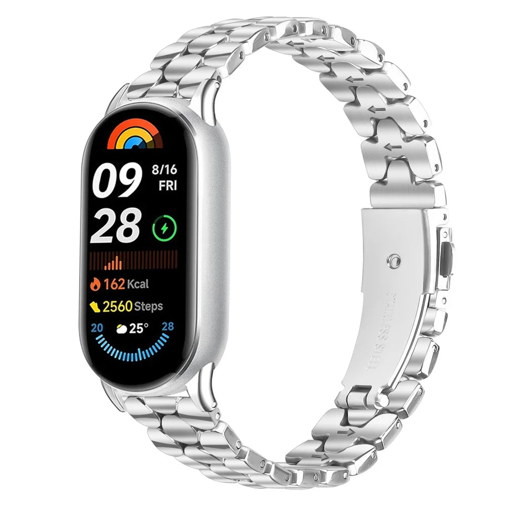 Metal Watch Band for Xiaomi Smart Band 10 / 9 / 8 Pearl-Shape Stainless Steel Silver Wrist Strap - 2