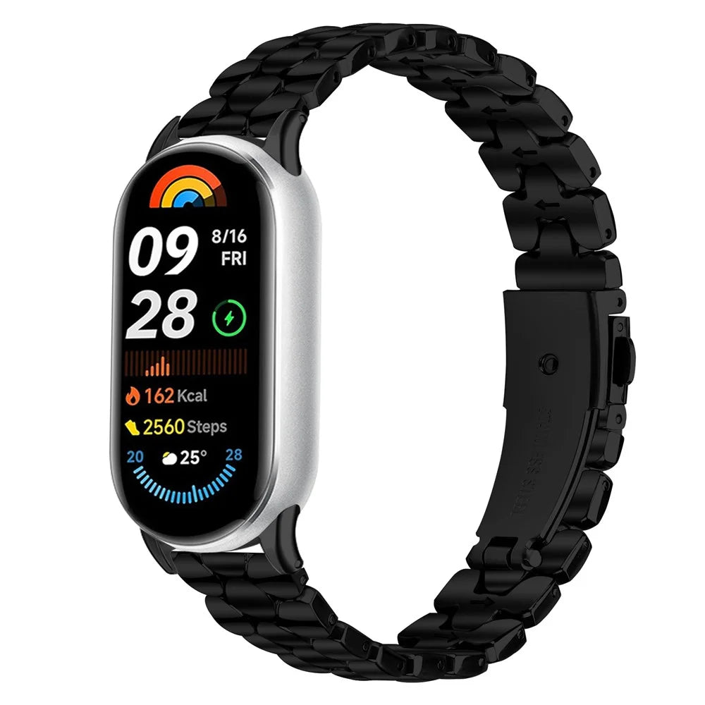 Metal Watch Band for Xiaomi Smart Band 10 / 9 / 8 Pearl-Shape Stainless Steel Black Wrist Strap - 2