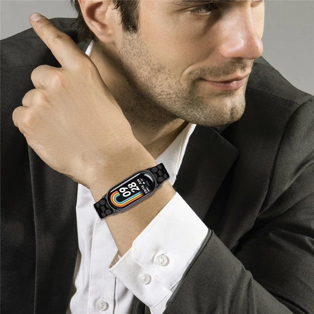 Metal Watch Band for Xiaomi Smart Band 10 / 9 / 8 Pearl-Shape Stainless Steel Black Wrist Strap - 5