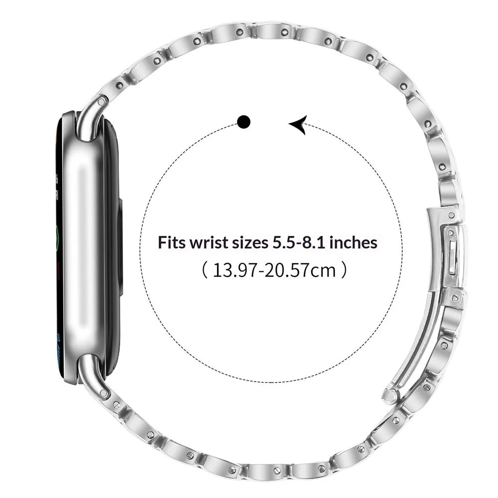 Metal Watch Band for Xiaomi Smart Band 10 / 9 / 8 Pearl-Shape Stainless Steel Electroplating Wrist Strap - Silver / Gold - 6