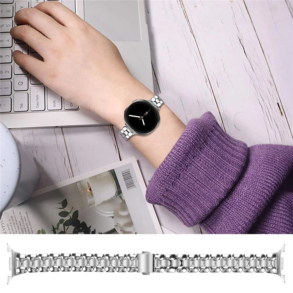 Metal Watch Band for Samsung Galaxy Watch8 Classic 46mm / Watch8 44mm / 40mm Pearl-Shape Stainless Steel Silver Wrist Strap - 3
