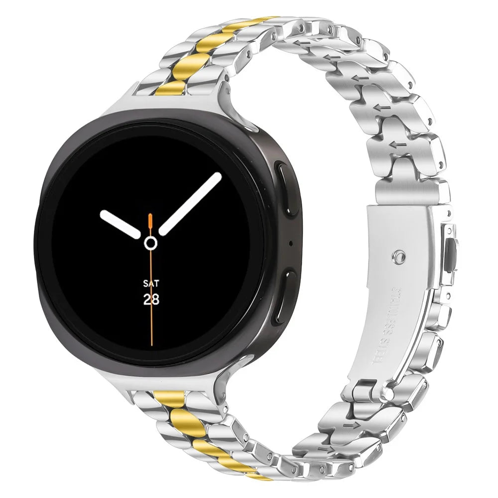 Metal Watch Band for Samsung Galaxy Watch8 Classic 46mm / Watch8 44mm / 40mm Pearl-Shape Stainless Steel Electroplating Wrist Strap - Silver / Gold - 2