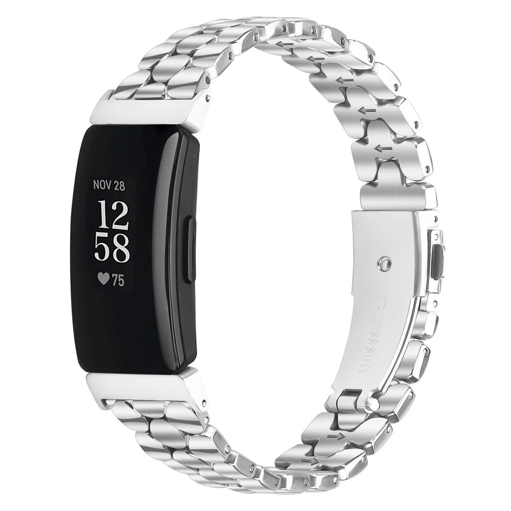 Metal Watch Band for Fitbit Inspire HR / Inspire 2 / Inspire Pearl-Shape Stainless Steel Silver Wrist Strap - 2