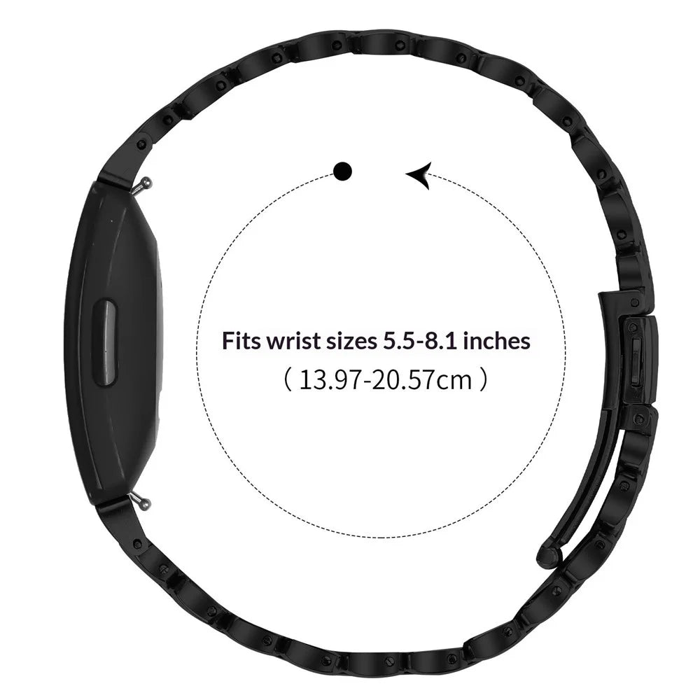 Watch Band for Fitbit Inspire HR / Inspire 2 / Inspire Pearl-Shape Stainless Steel Black Wrist Strap - 6