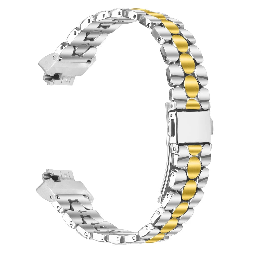 Metal Watch Band for Fitbit Inspire HR / Inspire 2 / Inspire Pearl-Shape Stainless Steel Electroplating Wrist Strap - Silver / Gold - 1