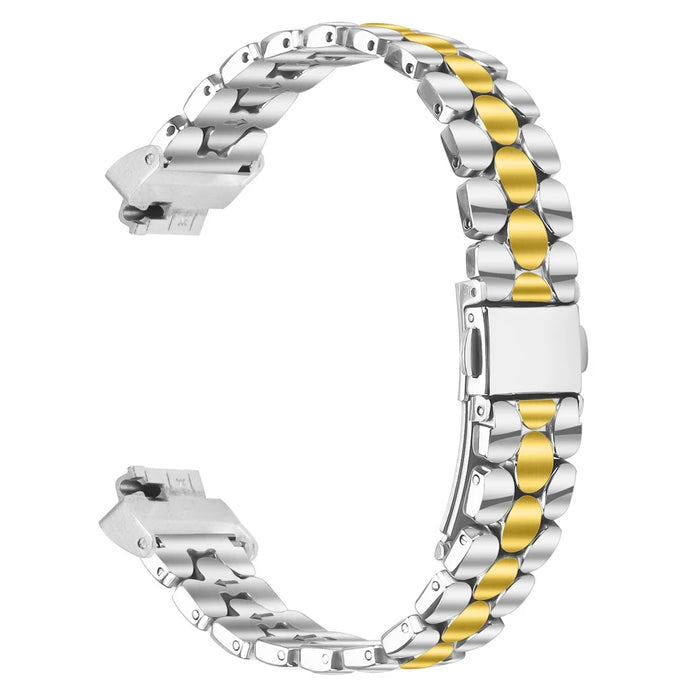 Metal Watch Band for Fitbit Inspire HR / Inspire 2 / Inspire Pearl-Shape Stainless Steel Electroplating Wrist Strap - Silver / Gold - 1