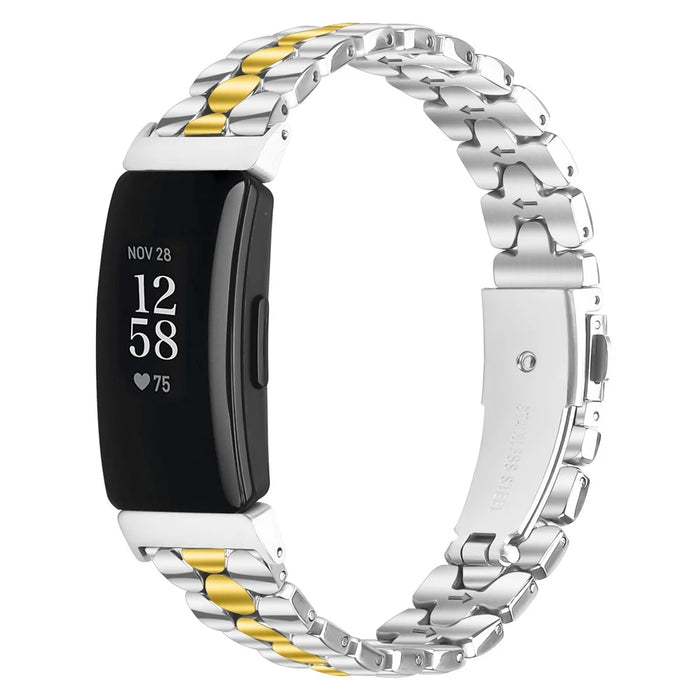 Metal Watch Band for Fitbit Inspire HR / Inspire 2 / Inspire Pearl-Shape Stainless Steel Electroplating Wrist Strap - Silver / Gold - 2