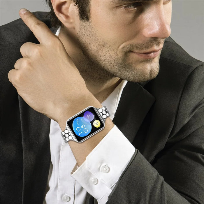 For Xiaomi Smart Band 10 Pro / 9 Pro / 8 Pro / Redmi Watch 6 / 5 / 4 Watch Band Pearl-Shape Stainless Steel Silver Wrist Strap - 5