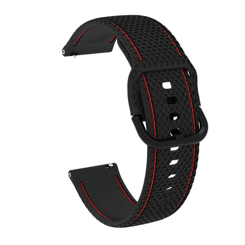 20mm Stitching Line Silicone Watchband Strap Replacement for Samsung Galaxy Watch Active/Active2 40mm/Watch 42mm/Huami Amazfit GTR (42mm)/Garmin vivoactive 3/Huawei Watch GT2 (42mm) - Black/Red - 1