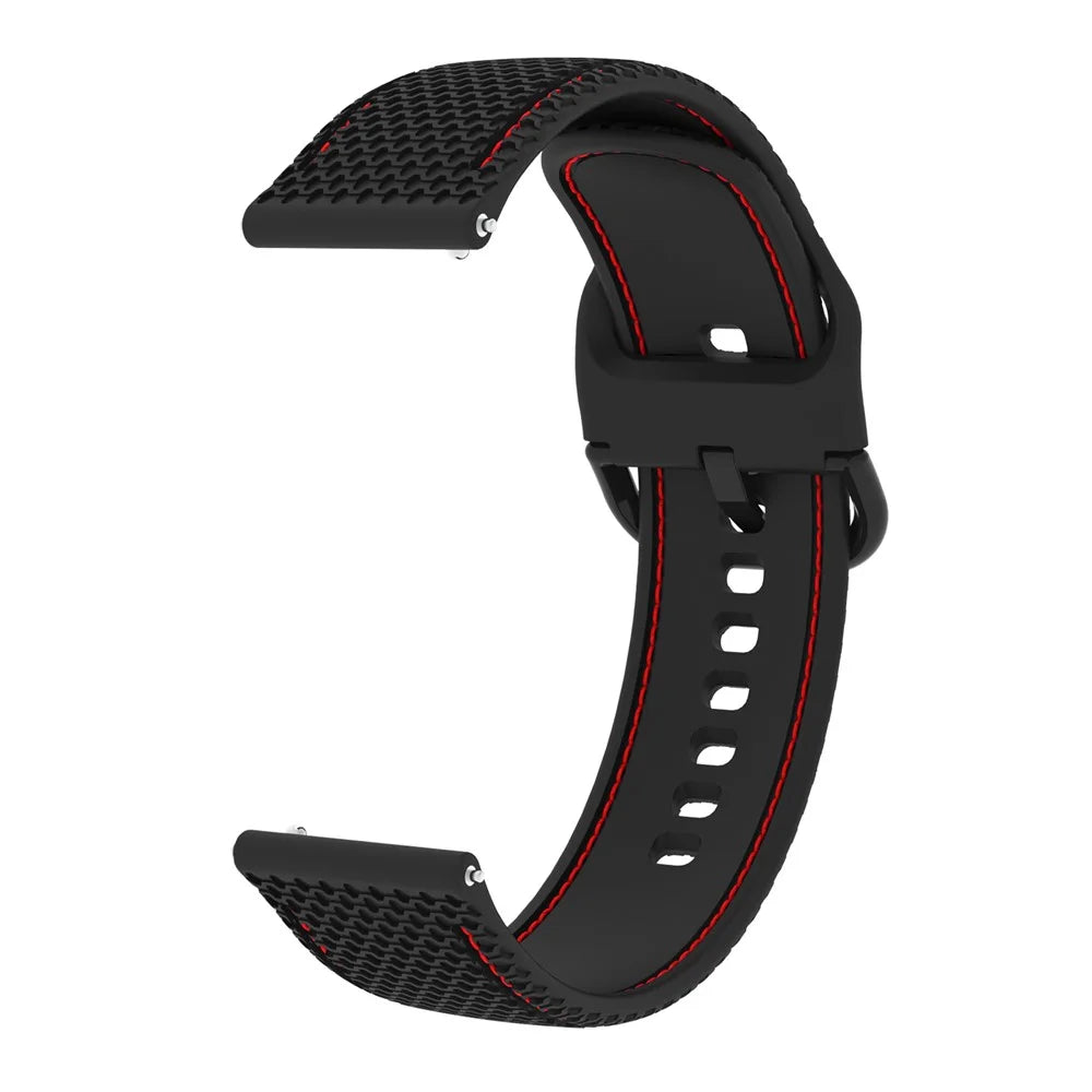 20mm Stitching Line Silicone Watchband Strap Replacement for Samsung Galaxy Watch Active/Active2 40mm/Watch 42mm/Huami Amazfit GTR (42mm)/Garmin vivoactive 3/Huawei Watch GT2 (42mm) - Black/Red - 3