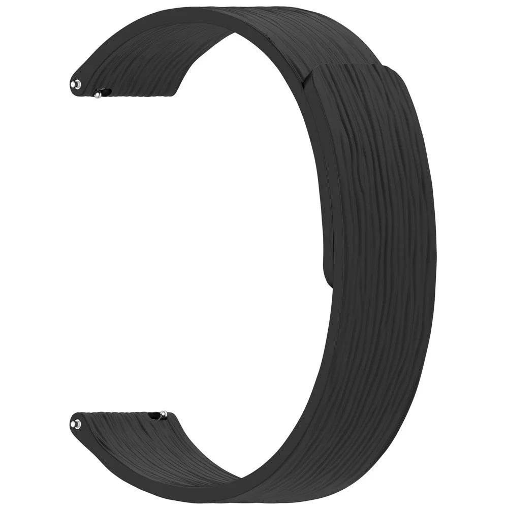 22mm Striped Silicone Strap for Huawei Watch GT 6 / 5 / 5 Pro / 4 46mm / Watch Ultimate / Ultimate 2 Magnetic Watch Band - Black - 3