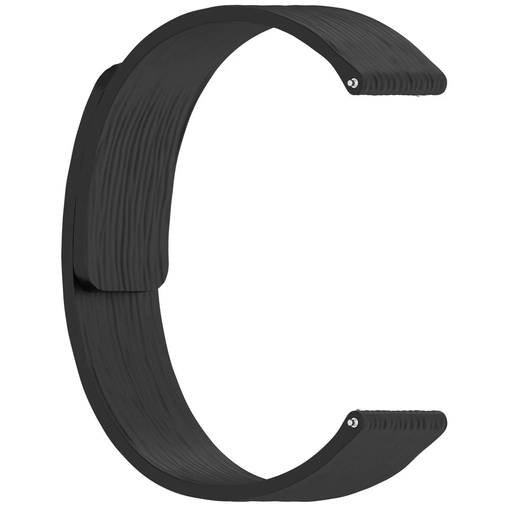 18mm Striped Silicone Strap for Huawei Watch GT 6 / 5 / 4 41mm / Watch 5 42mm Magnetic Watch Band - Black - 4