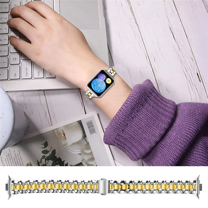 For Xiaomi Smart Band 10 Pro / 9 Pro / 8 Pro / Redmi Watch 6 / 5 / 4 Watch Band Pearl-Shape Stainless Steel Electroplating Wrist Strap - Silver / Gold - 3