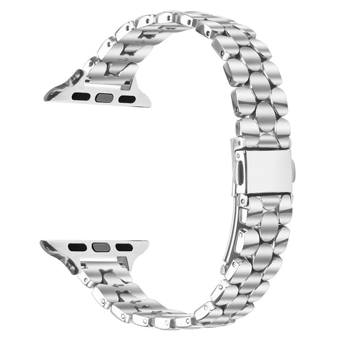 Metal Watch Band for Apple Watch Series 11 10 42mm / 9 8 7 41mm / SE3 SE2 SE 6 5 4 40mm / 3 2 1 38mm Pearl-Shape Stainless Steel Silver Wrist Strap - 1