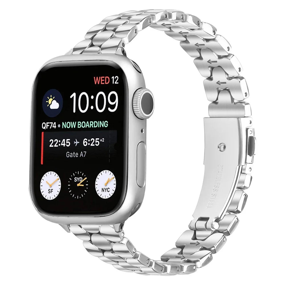Metal Watch Band for Apple Watch Series 11 10 42mm / 9 8 7 41mm / SE3 SE2 SE 6 5 4 40mm / 3 2 1 38mm Pearl-Shape Stainless Steel Silver Wrist Strap - 2
