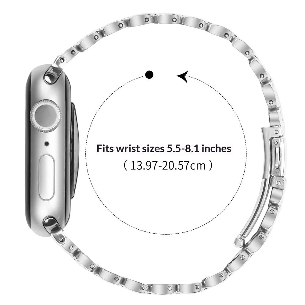 Metal Watch Band for Apple Watch Series 11 10 42mm / 9 8 7 41mm / SE3 SE2 SE 6 5 4 40mm / 3 2 1 38mm Pearl-Shape Stainless Steel Silver Wrist Strap - 6
