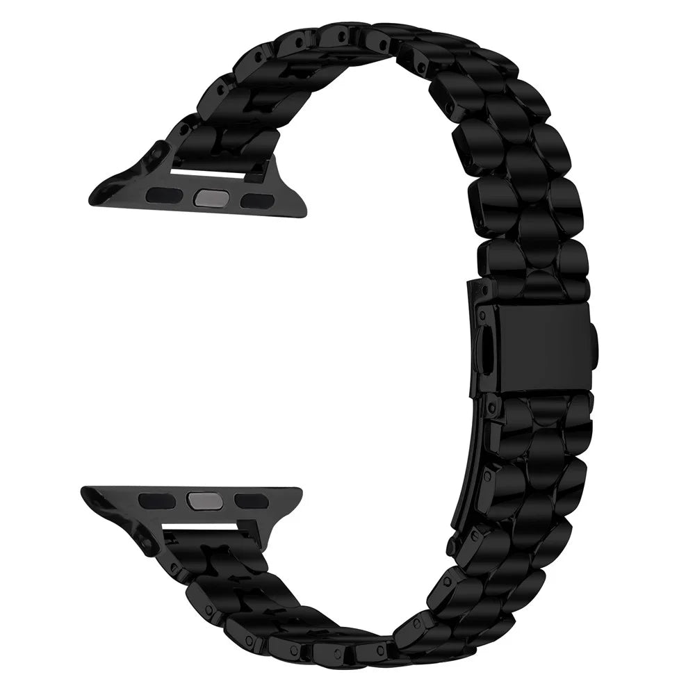 Metal Watch Band for Apple Watch Ultra 3 2 1 49mm / Series 11 10 46mm / 9 8 7 45mm / SE3 SE2 SE 6 5 4 44mm / 3 2 1 42mm Pearl-Shape Stainless Steel Black Wrist Strap - 1