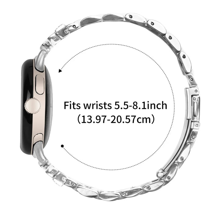 Metal Watch Band for Google Pixel Watch 4 41mm / Watch 3 41mm / Watch 2 / Watch Rhinestone Butterfly Decor Stainless Steel Silver Wrist Band - 7