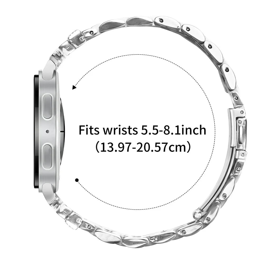 Metal Watch Band for Samsung Galaxy Watch8 44mm / 40mm / 8 Classic 46mm Rhinestone Butterfly Decor Stainless Steel Silver Wrist Band - 7