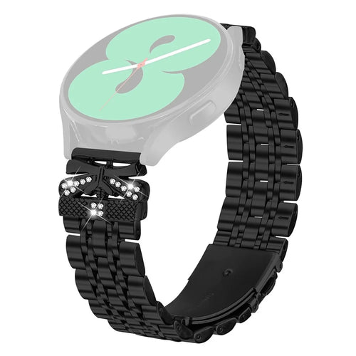 Watch Strap for Garmin D2 Air X10 / Bounce / vivoactive 5 / GarminActive 5 / vivomove Trend Rhinestone Butterfly Decor Stainless Steel Band - Black - 1