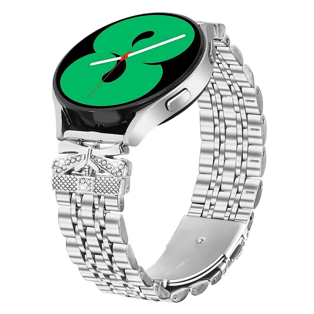 Metal Watch Band for Samsung Galaxy Watch3 41mm / Active2 44mm / 40mm Rhinestone Butterfly Decor Stainless Steel Silver Wrist Band - 2