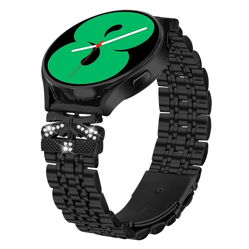 Watch Strap for Samsung Galaxy Watch3 41mm / Active2 44mm / 40mm Rhinestone Butterfly Decor Stainless Steel Band - Black - 2