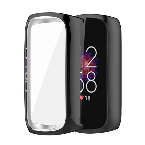 Electroplate TPU Watch Frame Case Protector for Fitbit Luxe - Black - 1