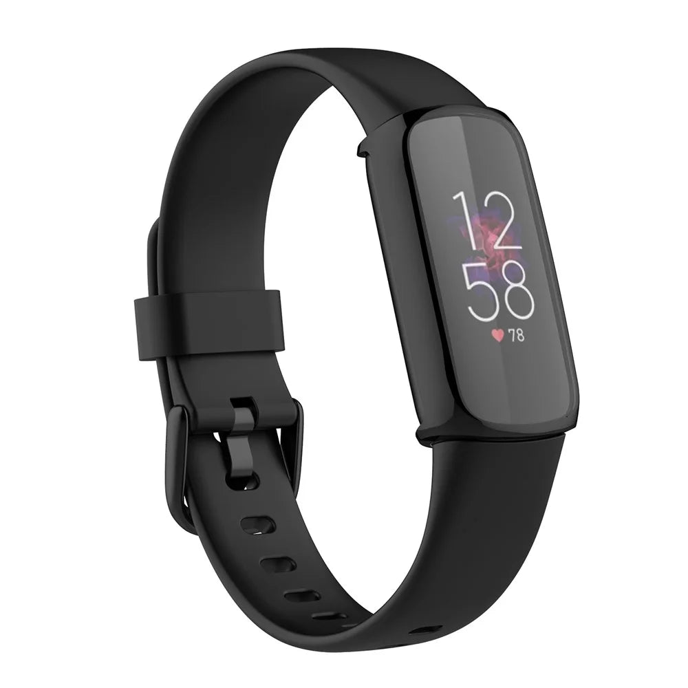 Electroplate TPU Watch Frame Case Protector for Fitbit Luxe - Black - 3