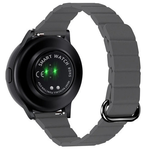 22mm Slim Magnetic Strap for Huawei Watch GT 6 / 5 / 5 Pro / 4 46mm Microfiber Leather Watch Band Reverse Buckle Design - Grey / Black - 1