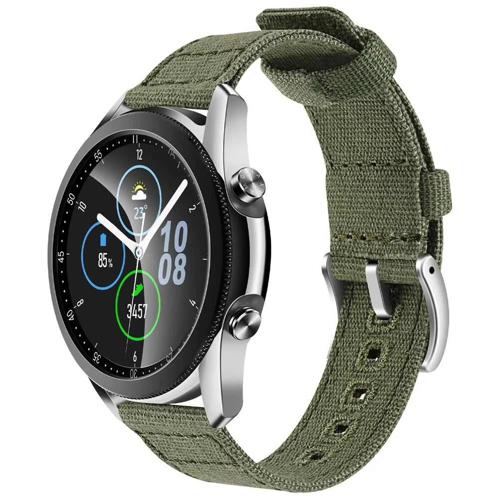 20mm Watch Band For Samsung Galaxy Watch7 44mm  /  40mm Canvas Pin Buckle Strap - Army Green - 2