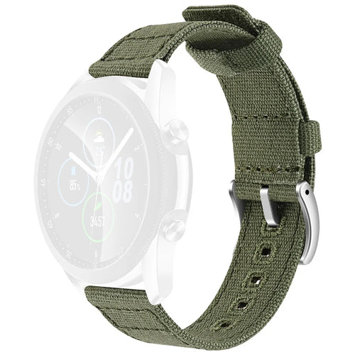 22mm Watch Band For Samsung Galaxy Watch3 45mm Canvas Pin Buckle Strap - Army Green - 1
