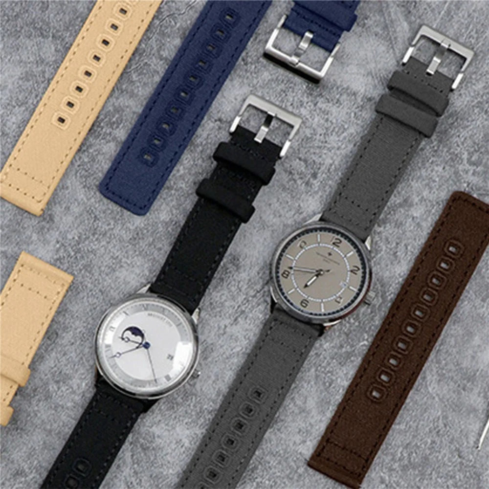 22mm Watch Band For Samsung Galaxy Watch3 45mm Canvas Pin Buckle Strap - Army Green - 5