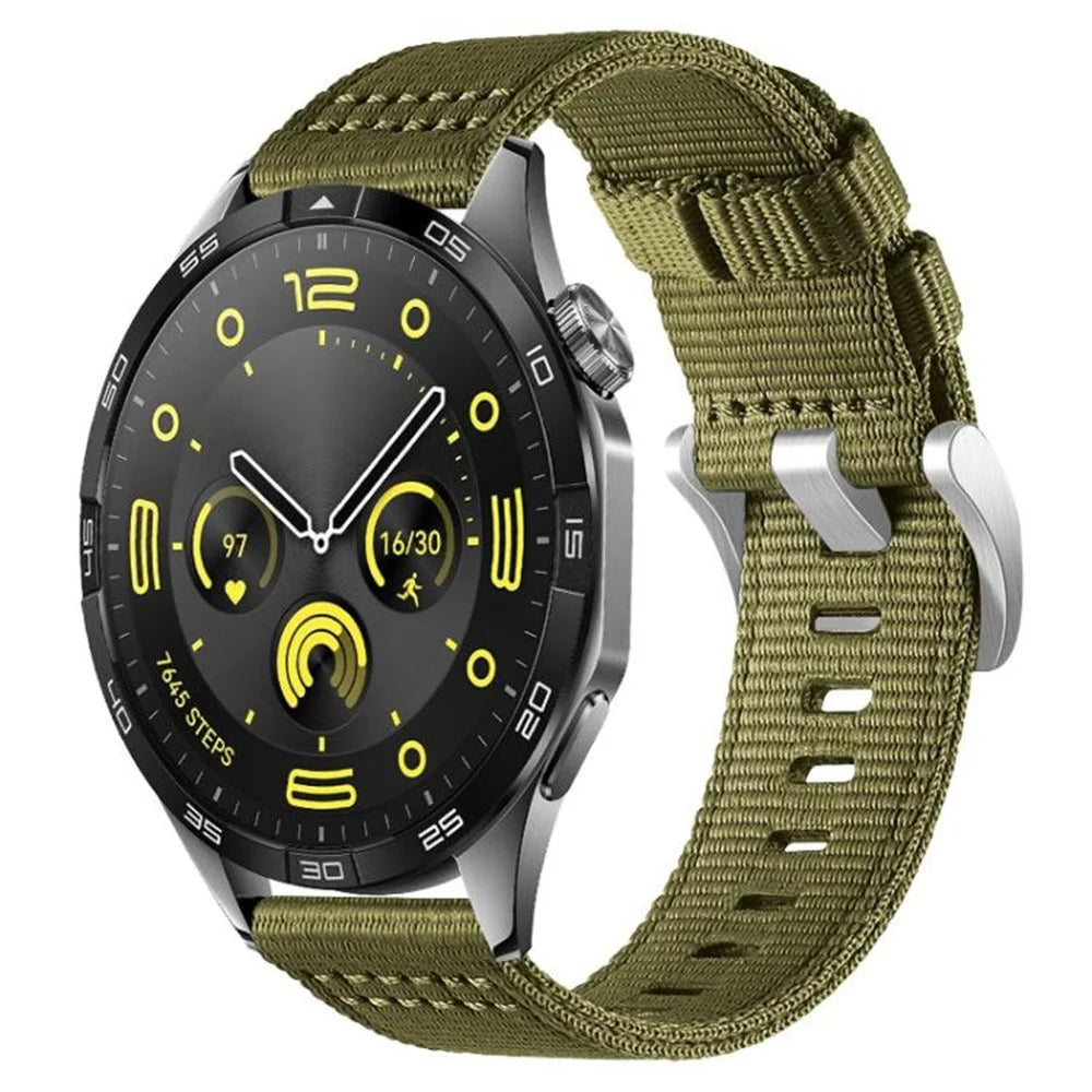 22mm Woven Nylon Watch Band For Huawei Watch GT 6 46mm Pin Buckle Strap - Army Green - 2