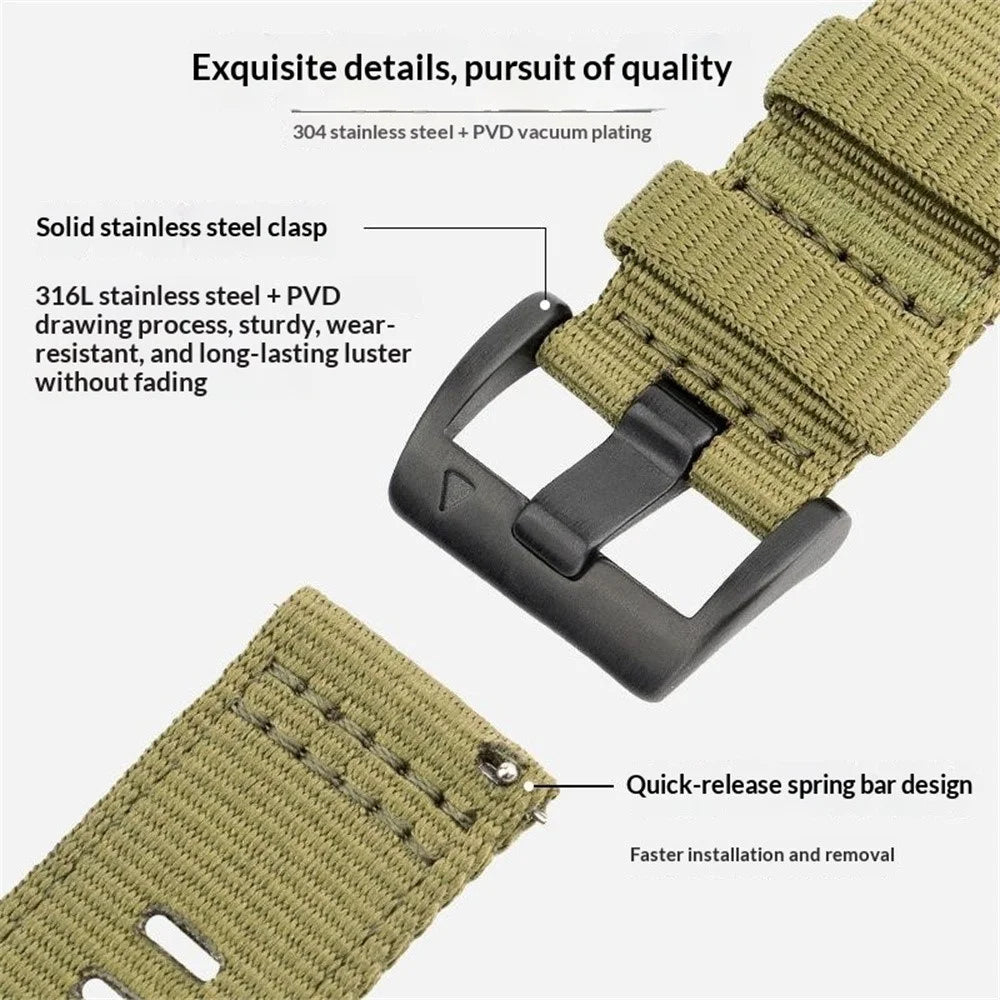 22mm Woven Nylon Watch Band For Huawei Watch GT 6 46mm Pin Buckle Strap - Army Green - 5