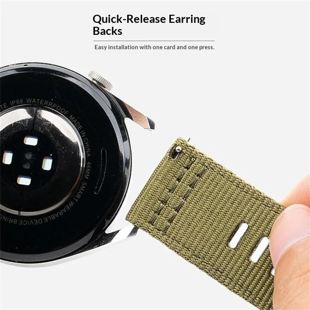 22mm Woven Nylon Watch Band For Huawei Watch GT 6 46mm Pin Buckle Strap - Army Green - 6