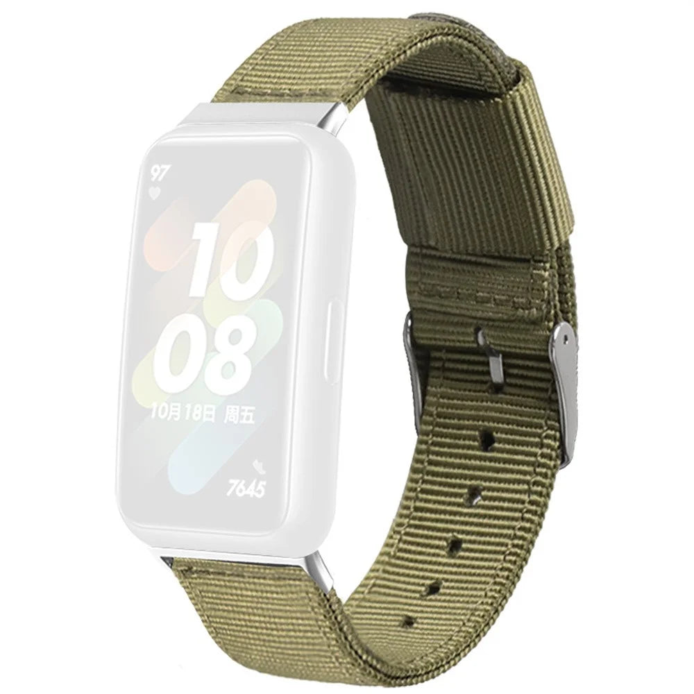 For Honor Band 10  /  9 Woven Nylon Watch Band Pin Buckle Strap - Army Green - 1